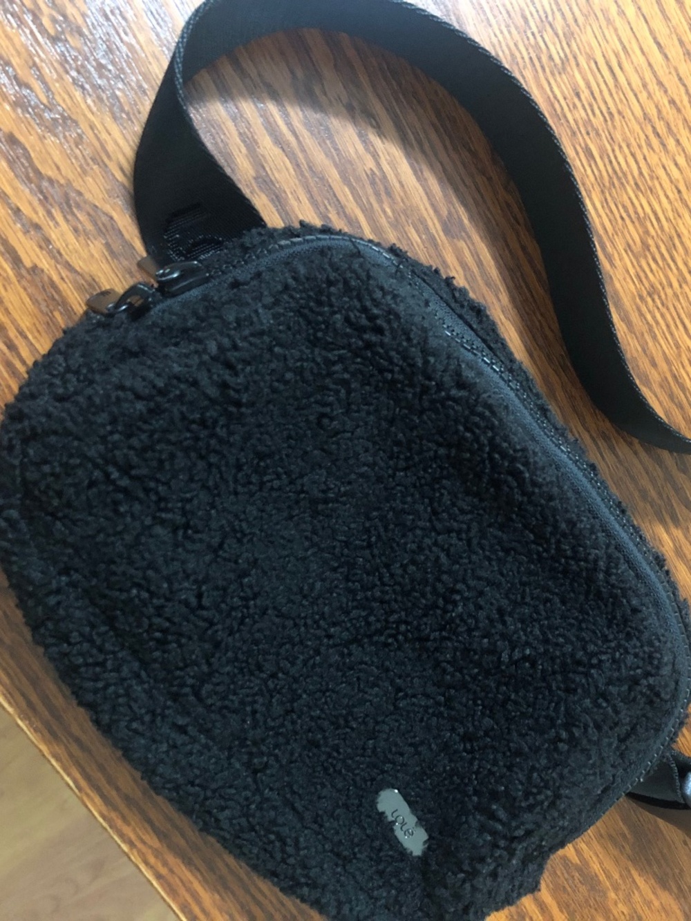 LOLE Black Sherpa crossbody bag unisex one size